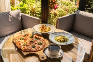 Restaurant in Silang Cavite serving pizza, pasta, and coffee with a relaxing garden view